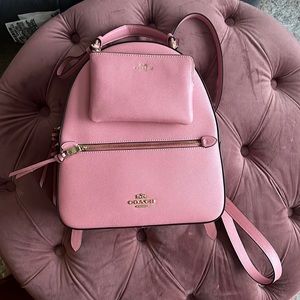 Pink Coach backpack and matching wristlet